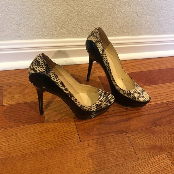 Jimmy Choo Shoes - Jimmy Choo patent leather and snakeskin platforms